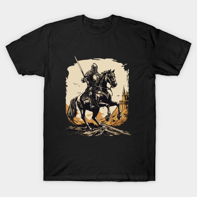 Medieval rider on horseback - Knight T-Shirt by Modern Medieval Design